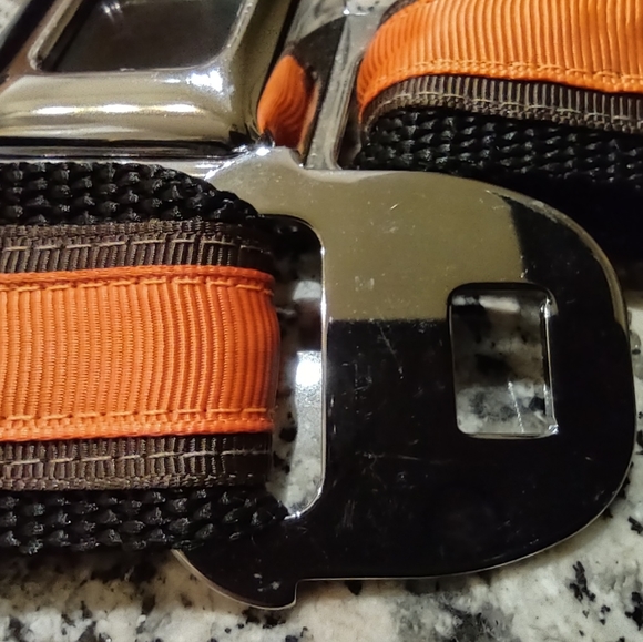 Orange and Black Seatbelt Belt - Picture 3 of 7